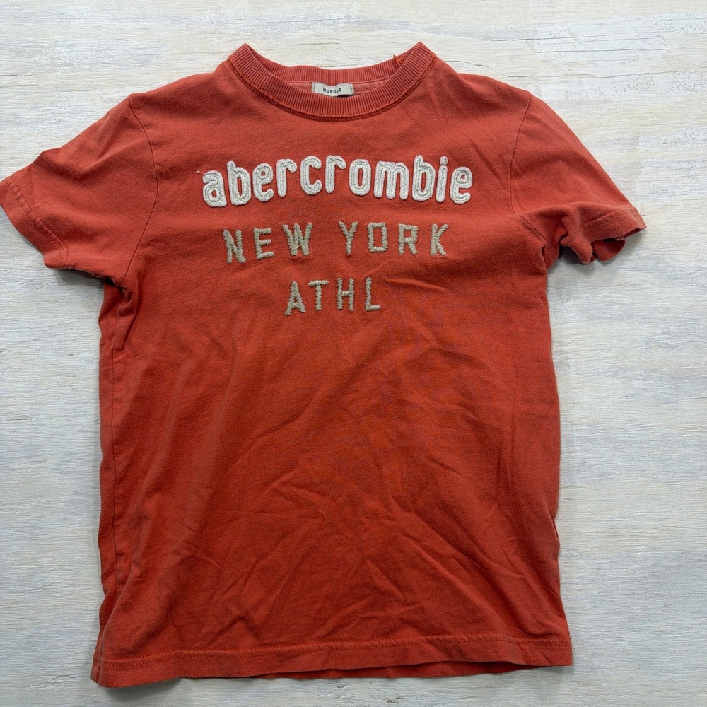 Abercrombie T-Shirt New York Athl Muscle Fit Graphic Orange Men Small